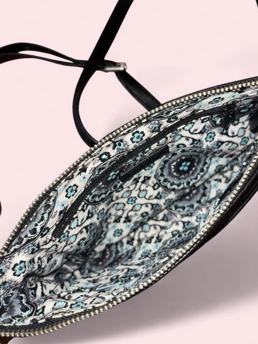 Vera Bradley Black Cross Body Bag with Floral Embroidery